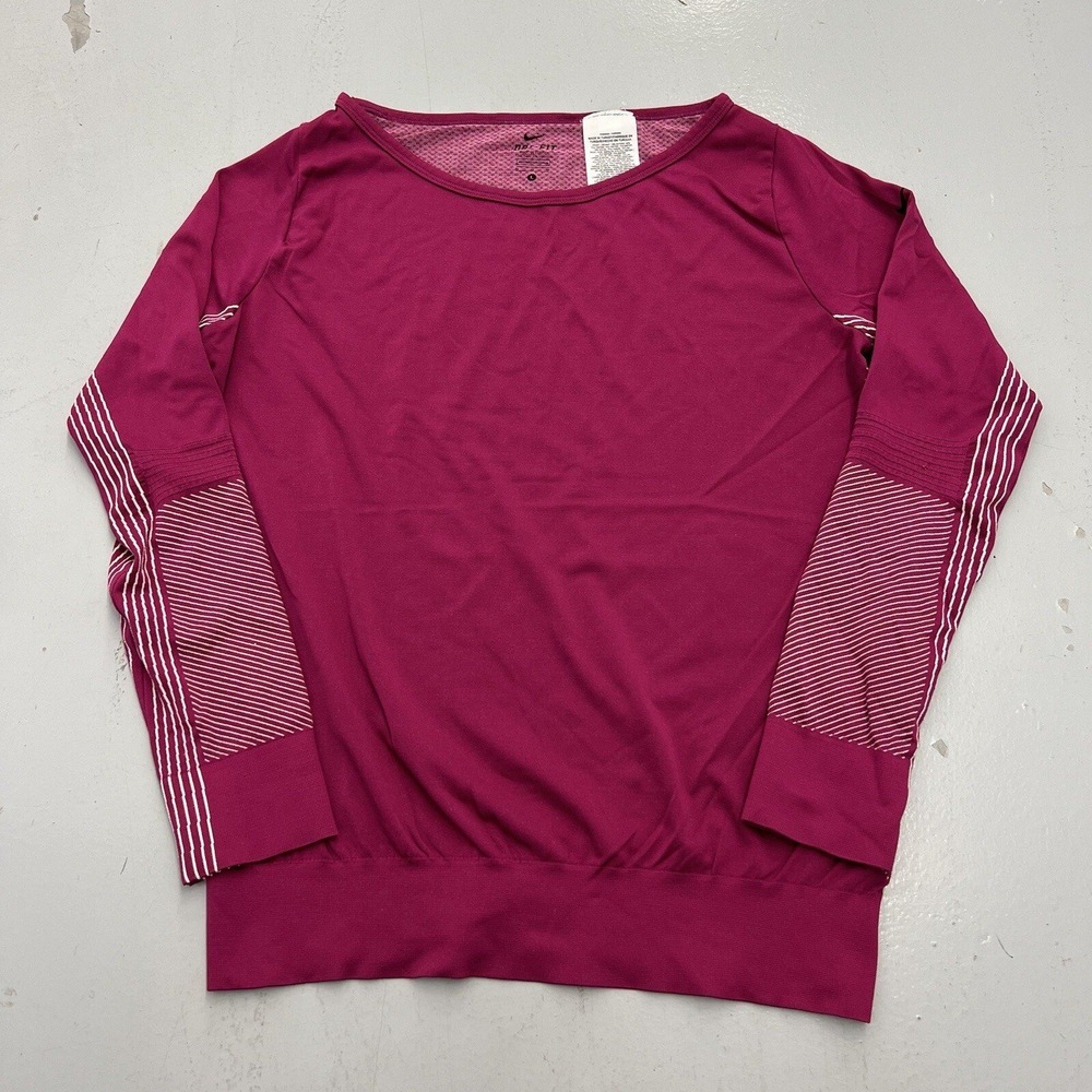 Nike Dri-FIT Women Large Berry Pink Seamless Long Sleeve Running Top Shirt